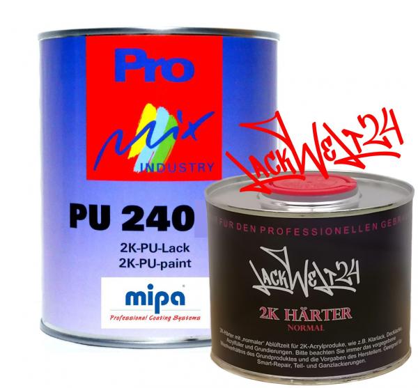 MIPA 2K-RAL-Lack, RAL Wunschfarbton, 1kg + 0,5 Liter LW24 Härter, GLÄNZEND